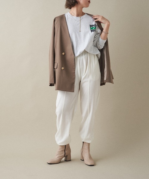 Omekashi（オメカシ）の「ジャージジョガーパンツ（スウェットパンツ・レディース・ブラック/アイボリー/オフホワイト・FREE）」の22枚目の写真