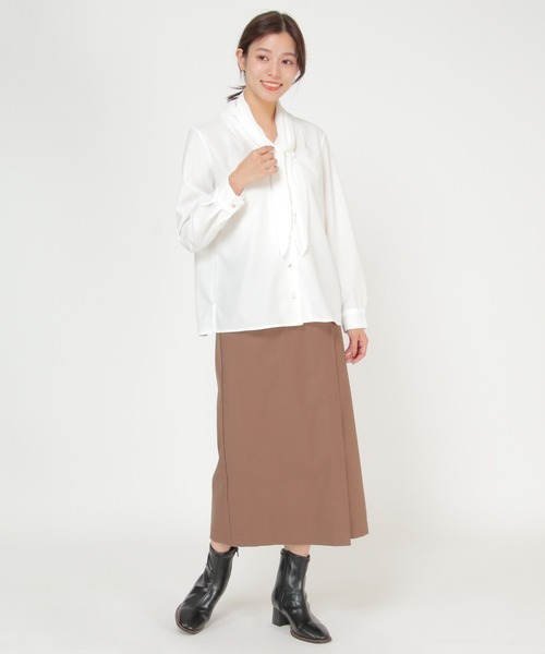 ikka(イッカ)の「プリーツタイ付きブラウス(シャツ/ブラウス・レディース・オフホワイト/チャコールグレー・M/L)」の5枚目の写真