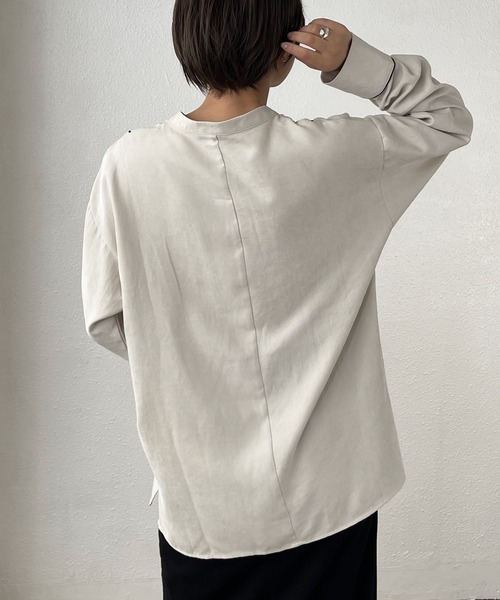 Shelly island（シェリーアイランド）の「配色ブザムバンドカラーシャツ（シャツ/ブラウス・レディース・ホワイト/マスタード・M）」の11枚目の写真