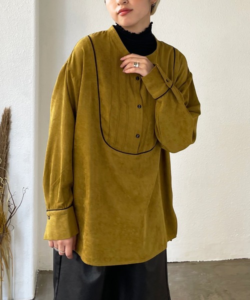 Shelly island（シェリーアイランド）の「配色ブザムバンドカラーシャツ（シャツ/ブラウス・レディース・ホワイト/マスタード・M）」の16枚目の写真