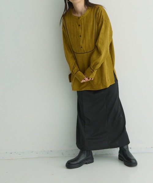 Shelly island（シェリーアイランド）の「配色ブザムバンドカラーシャツ（シャツ/ブラウス・レディース・ホワイト/マスタード・M）」の21枚目の写真