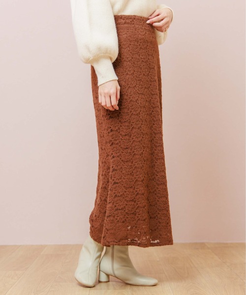 flower（フラワー）の「ウォームレーススカート（スカート・レディース・ブラウン/アイボリー・FREE）」の7枚目の写真