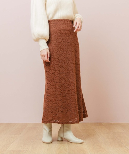flower（フラワー）の「ウォームレーススカート（スカート・レディース・ブラウン/アイボリー・FREE）」の17枚目の写真