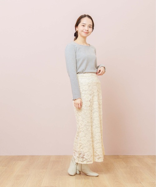 flower（フラワー）の「ウォームレーススカート（スカート・レディース・ブラウン/アイボリー・FREE）」の8枚目の写真