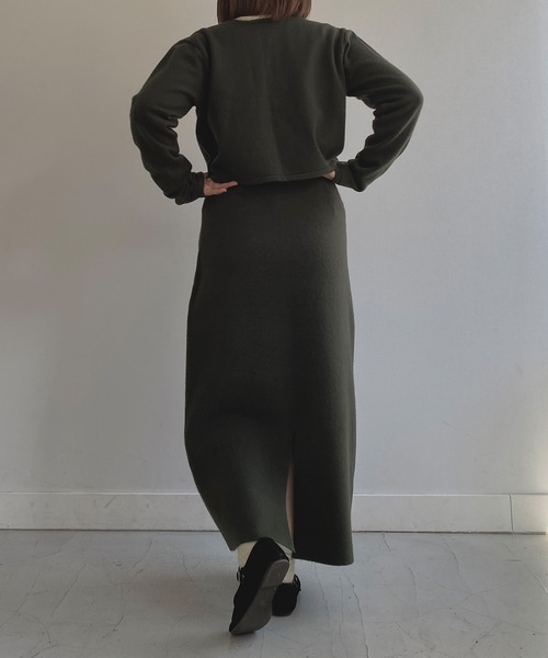 omom sot（オムオムソット）の「ニットカーディガン 2way リボン付き omom sot（カーディガン/ボレロ・レディース・ブラック/ダークグリーン・M）」の8枚目の写真