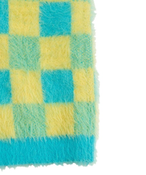 PUNYUS（プニュズ）の「ブロックチェック半袖ニット（ニット/セーター・レディース・ブラック/ブルー/グリーン・1/2/4/3）」の11枚目の写真