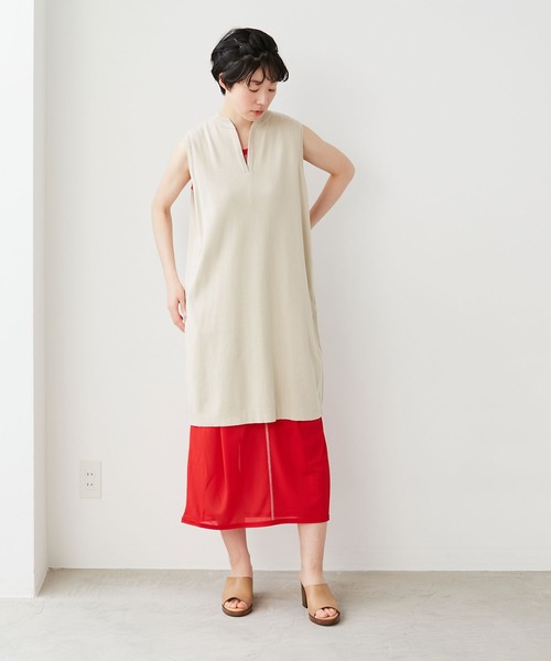 note et silence (ノートエシロンス)の「◇【 AMB100貨 】シアー リブコクーンスカート(スカート・レディース・レッド・FREE)」の7枚目の写真