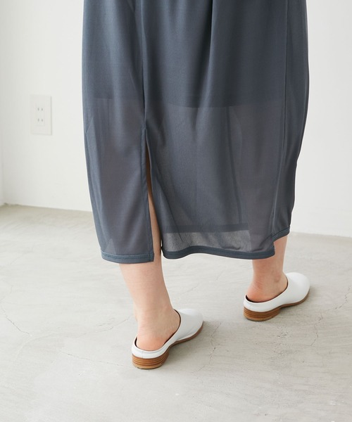 note et silence (ノートエシロンス)の「◇【 AMB100貨 】シアー リブコクーンスカート(スカート・レディース・レッド・FREE)」の2枚目の写真