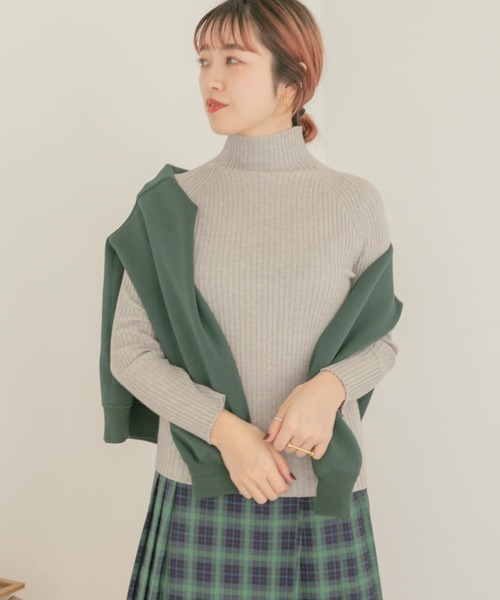 ITEMS URBANRESEARCH（アイテムズ アーバンリサーチ）の「モチモチハイネックリブニット（ニット/セーター・レディース・チャコールグレー/ベージュ/グレー/ブルー/グリーン・FREE）」の6枚目の写真