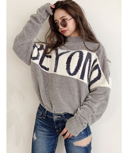 GYDA（ジェイダ）の「BEYONDモールニットトップス（ニット/セーター・レディース・グレー/ピンク/オフホワイト/ネイビー・FREE）」の3枚目の写真