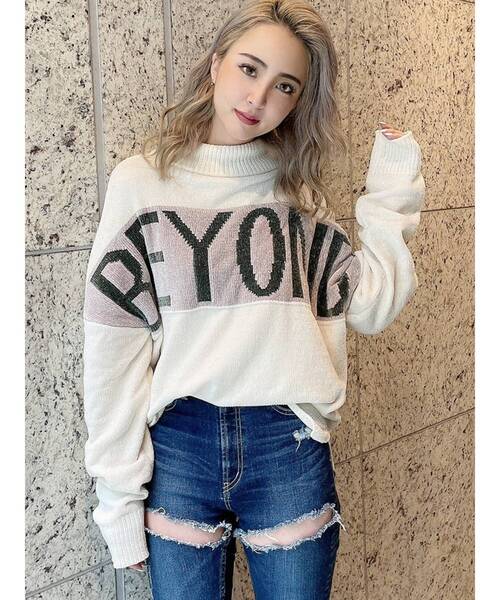 GYDA（ジェイダ）の「BEYONDモールニットトップス（ニット/セーター・レディース・グレー/ピンク/オフホワイト/ネイビー・FREE）」の2枚目の写真