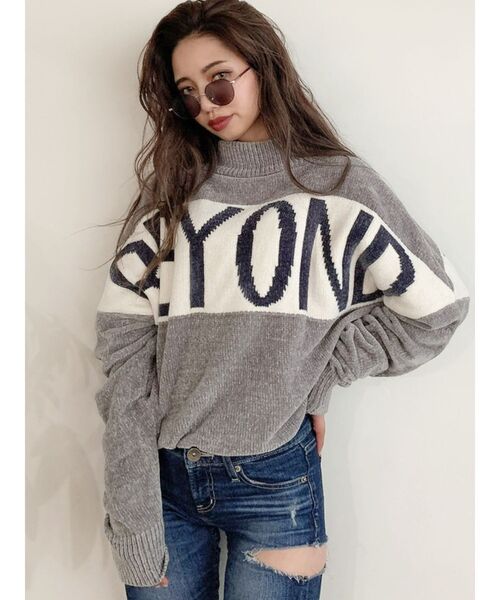 GYDA（ジェイダ）の「BEYONDモールニットトップス（ニット/セーター・レディース・グレー/ピンク/オフホワイト/ネイビー・FREE）」の12枚目の写真