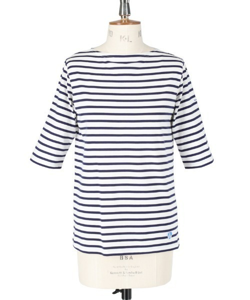 ORCIVAL（オーシバル）の「ORCIVAL/オーシバル　40/2 ボートネックハーフスリーブ　ボーダー　BOATNECK HALFSLEEVE BORDER OR-C0024 BFJ（Tシャツ/カットソー・レディース・ホワイト/ネイビー/グレー/レッド/ロイヤルブルー・1/2）」の6枚目の写真