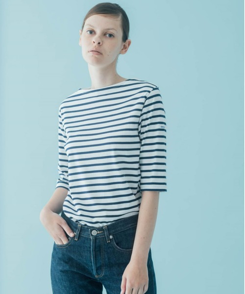 ORCIVAL（オーシバル）の「ORCIVAL/オーシバル　40/2 ボートネックハーフスリーブ　ボーダー　BOATNECK HALFSLEEVE BORDER OR-C0024 BFJ（Tシャツ/カットソー・レディース・ホワイト/ネイビー/グレー/レッド/ロイヤルブルー・1/2）」の18枚目の写真