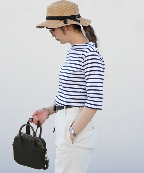 ORCIVAL（オーシバル）の「ORCIVAL/オーシバル　40/2 ボートネックハーフスリーブ　ボーダー　BOATNECK HALFSLEEVE BORDER OR-C0024 BFJ（Tシャツ/カットソー・レディース・ホワイト/ネイビー/グレー/レッド/ロイヤルブルー・1/2）」の13枚目の写真