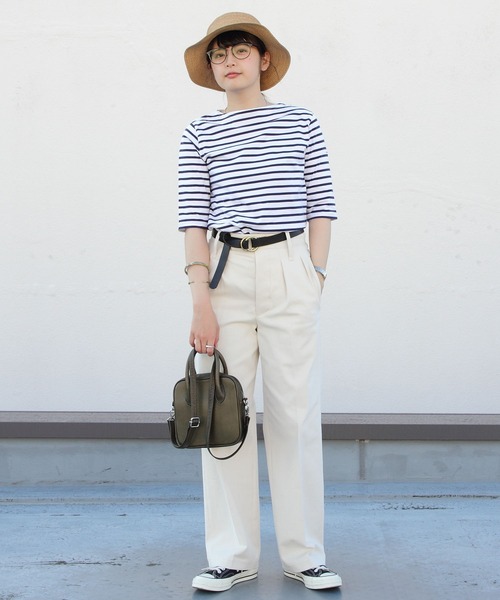 ORCIVAL（オーシバル）の「ORCIVAL/オーシバル　40/2 ボートネックハーフスリーブ　ボーダー　BOATNECK HALFSLEEVE BORDER OR-C0024 BFJ（Tシャツ/カットソー・レディース・ホワイト/ネイビー/グレー/レッド/ロイヤルブルー・1/2）」の14枚目の写真