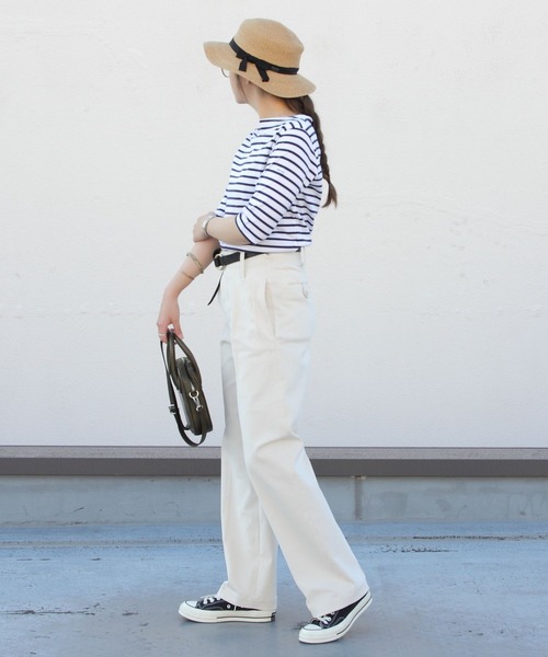 ORCIVAL（オーシバル）の「ORCIVAL/オーシバル　40/2 ボートネックハーフスリーブ　ボーダー　BOATNECK HALFSLEEVE BORDER OR-C0024 BFJ（Tシャツ/カットソー・レディース・ホワイト/ネイビー/グレー/レッド/ロイヤルブルー・1/2）」の15枚目の写真