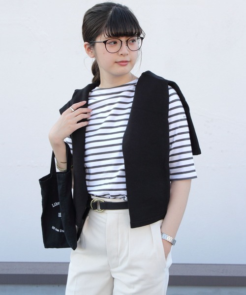 ORCIVAL（オーシバル）の「ORCIVAL/オーシバル　40/2 ボートネックハーフスリーブ　ボーダー　BOATNECK HALFSLEEVE BORDER OR-C0024 BFJ（Tシャツ/カットソー・レディース・ホワイト/ネイビー/グレー/レッド/ロイヤルブルー・1/2）」の19枚目の写真