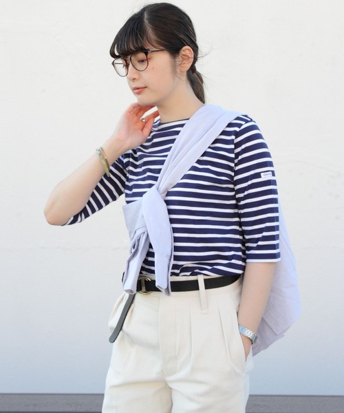 ORCIVAL（オーシバル）の「ORCIVAL/オーシバル　40/2 ボートネックハーフスリーブ　ボーダー　BOATNECK HALFSLEEVE BORDER OR-C0024 BFJ（Tシャツ/カットソー・レディース・ホワイト/ネイビー/グレー/レッド/ロイヤルブルー・1/2）」の22枚目の写真