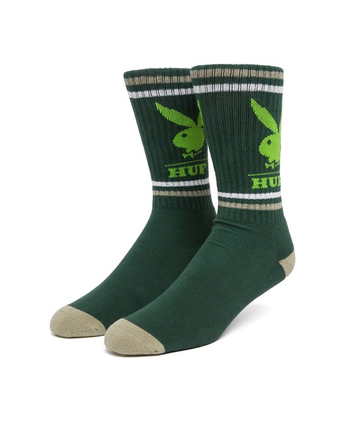 PLAYBOY（プレイボーイ）の「PLAYBOY RABBIT HEAD CREW SOCK / HUF ソックス 靴下  【PLAYBOY】 コラボ（ソックス/靴下・メンズ・グリーン系その他/ブラック・O/S）」の2枚目の写真