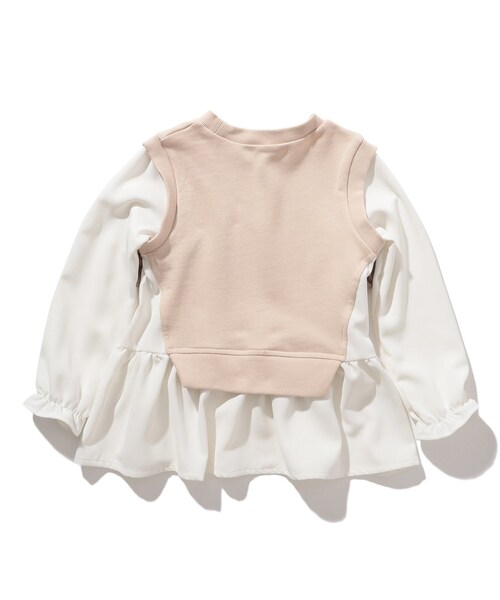 SHOO・LA・RUE（シューラルー）の「◆【90-130cm】裏毛ベスト風ドッキングトレーナー（スウェット・キッズ・アイボリー/ブラック系1・11/10/12/13/09）」の5枚目の写真