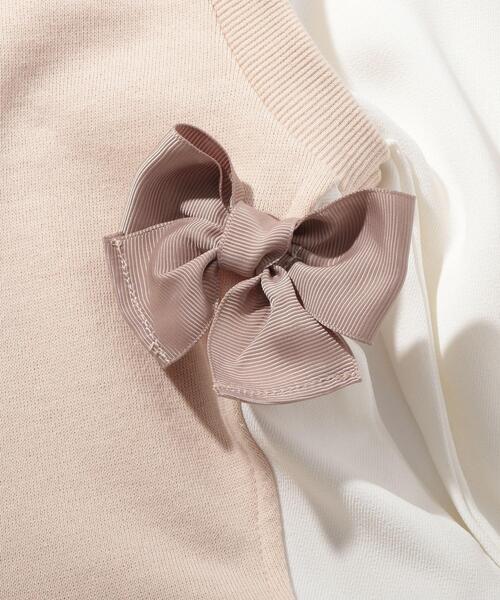 SHOO・LA・RUE（シューラルー）の「◆【90-130cm】裏毛ベスト風ドッキングトレーナー（スウェット・キッズ・アイボリー/ブラック系1・11/10/12/13/09）」の3枚目の写真