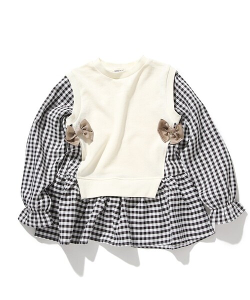 SHOO・LA・RUE（シューラルー）の「◆【90-130cm】裏毛ベスト風ドッキングトレーナー（スウェット・キッズ・アイボリー/ブラック系1・11/10/12/13/09）」の11枚目の写真