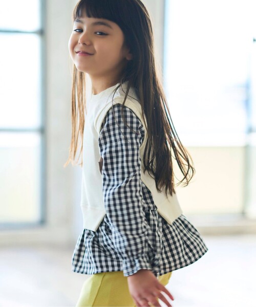 SHOO・LA・RUE（シューラルー）の「◆【90-130cm】裏毛ベスト風ドッキングトレーナー（スウェット・キッズ・アイボリー/ブラック系1・11/10/12/13/09）」の14枚目の写真