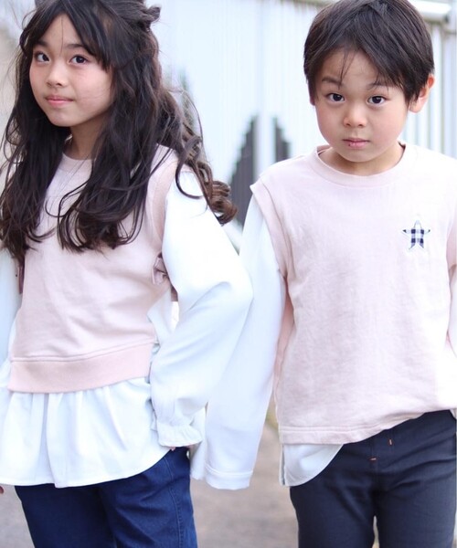 SHOO・LA・RUE（シューラルー）の「◆【90-130cm】裏毛ベスト風ドッキングトレーナー（スウェット・キッズ・アイボリー/ブラック系1・11/10/12/13/09）」の20枚目の写真