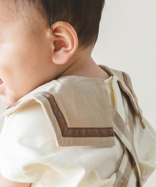 pairmanon（ペアマノン）の「【なめらか肌触り】【かぞくおそろい】【ベビー】セーラーカラー 半袖ロンパース（ロンパース・キッズ・アイボリー/ブルー系その他3/ブラック/モカ/グレイッシュベージュ/ライトベージュ/ピンク・70/80）」の17枚目の写真