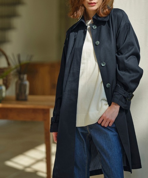 RANAN（ラナン）の「花粉対策！ステンカラーコート（トレンチコート・レディース・ブルー/ネイビー/ベージュ・LL/L/M）」の16枚目の写真