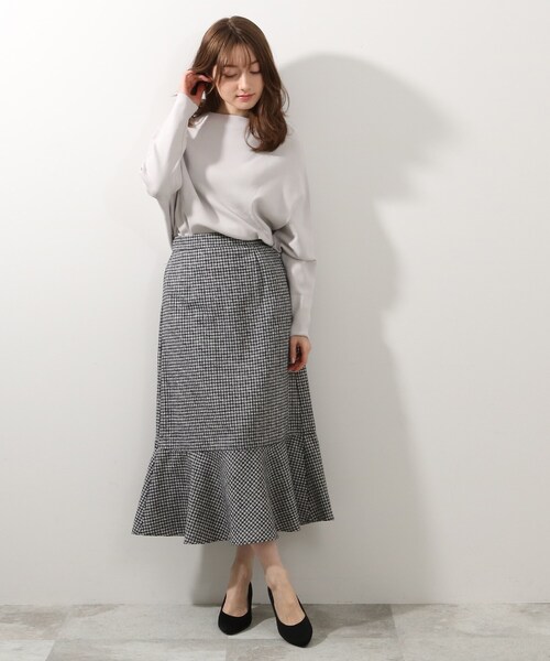 DRESKIP（ドレスキップ）の「◆アシメドルマンニットプルオーバー（ニット/セーター・レディース・ライトグレー/ブラック/ライトグリーン・00）」の7枚目の写真