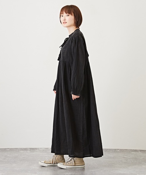 CUBE SUGAR（キューブシュガー）の「インド綿アシッド加工リボンタッセルシャツワンピース（シャツワンピース・レディース・ライトグレー/ブラック/レッド/ブルー・M）」の11枚目の写真