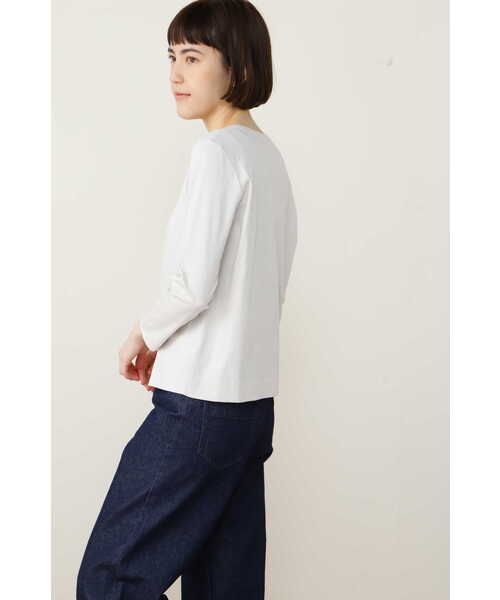 human woman(ヒューマンウーマン)の「オーガニックコットンスムース長袖Tシャツ(Tシャツ/カットソー・レディース・ホワイト/グレー・MEDIUM/LARGE)」の21枚目の写真