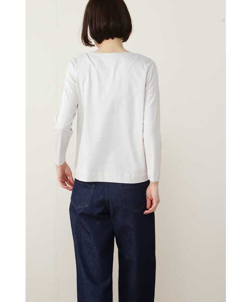 human woman(ヒューマンウーマン)の「オーガニックコットンスムース長袖Tシャツ(Tシャツ/カットソー・レディース・ホワイト/グレー・MEDIUM/LARGE)」の22枚目の写真
