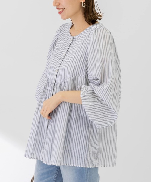 URBAN RESEARCH Sonny Label（アーバンリサーチサニーレーベル）の「コットンドビーストライプブラウス（シャツ/ブラウス・レディース・ブラック/ブルー/グリーン・FREE）」の17枚目の写真