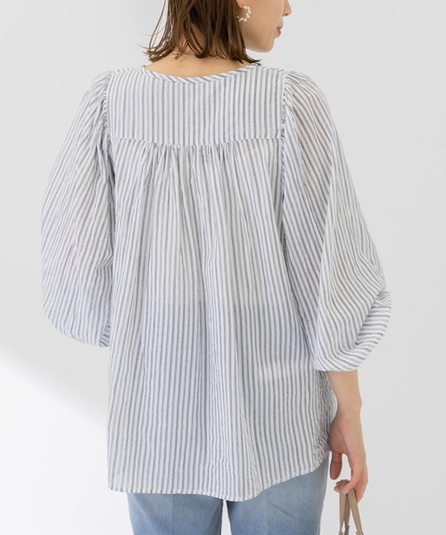 URBAN RESEARCH Sonny Label（アーバンリサーチサニーレーベル）の「コットンドビーストライプブラウス（シャツ/ブラウス・レディース・ブラック/ブルー/グリーン・FREE）」の7枚目の写真