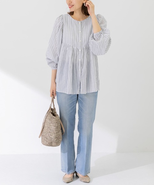 URBAN RESEARCH Sonny Label（アーバンリサーチサニーレーベル）の「コットンドビーストライプブラウス（シャツ/ブラウス・レディース・ブラック/ブルー/グリーン・FREE）」の11枚目の写真