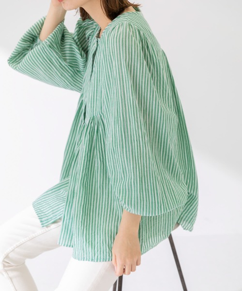 URBAN RESEARCH Sonny Label（アーバンリサーチサニーレーベル）の「コットンドビーストライプブラウス（シャツ/ブラウス・レディース・ブラック/ブルー/グリーン・FREE）」の8枚目の写真