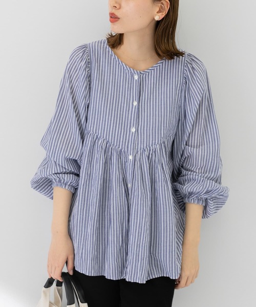 URBAN RESEARCH Sonny Label（アーバンリサーチサニーレーベル）の「コットンドビーストライプブラウス（シャツ/ブラウス・レディース・ブラック/ブルー/グリーン・FREE）」の20枚目の写真