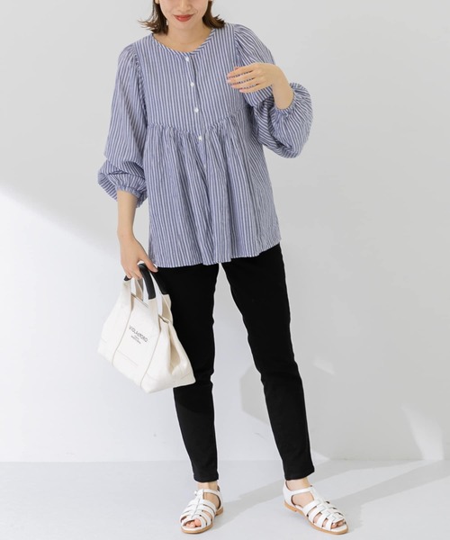 URBAN RESEARCH Sonny Label（アーバンリサーチサニーレーベル）の「コットンドビーストライプブラウス（シャツ/ブラウス・レディース・ブラック/ブルー/グリーン・FREE）」の14枚目の写真