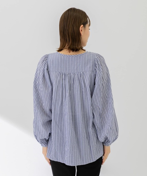 URBAN RESEARCH Sonny Label（アーバンリサーチサニーレーベル）の「コットンドビーストライプブラウス（シャツ/ブラウス・レディース・ブラック/ブルー/グリーン・FREE）」の6枚目の写真