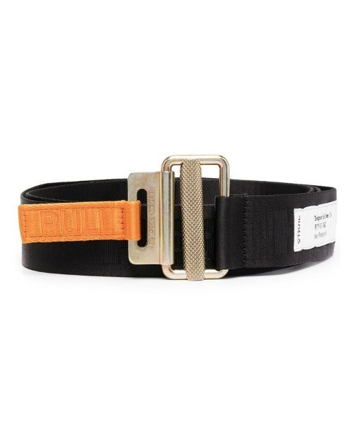 HERON PRESTON(ヘロンプレストン)の「【HERON PRESTON】TAPE BELT 4 CM CLASSIC BUCKLE(ベルト・メンズ・ブラック×ゴールド/オレンジ系その他・F)」の2枚目の写真