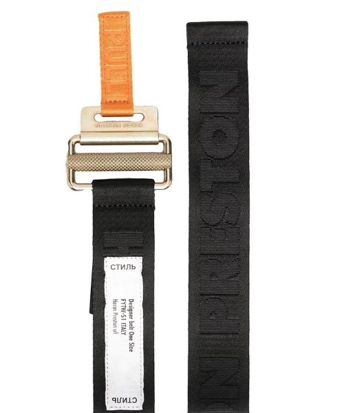 HERON PRESTON(ヘロンプレストン)の「【HERON PRESTON】TAPE BELT 4 CM CLASSIC BUCKLE(ベルト・メンズ・ブラック×ゴールド/オレンジ系その他・F)」の3枚目の写真