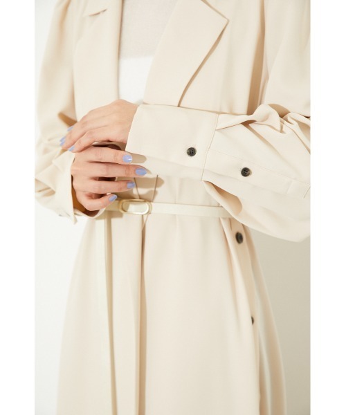 LEONARD 花柄ライトコート ロング丈 トリム ダブル金ボタン ブラック Ｍ LEONARD レオナール 花柄 トリム 金ボタン ロングワンピース Mサイズ