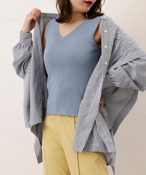 Thevon(ゼボン)の「シャリシャリ2WAYニットタンク(ニット/セーター・レディース・ブラック/ブルー/アイボリー/ミント/モカ・FREE)」の5枚目の写真