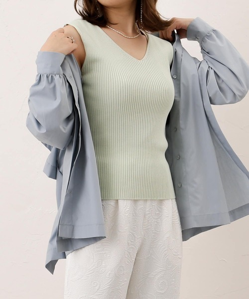 Thevon(ゼボン)の「シャリシャリ2WAYニットタンク(ニット/セーター・レディース・ブラック/ブルー/アイボリー/ミント/モカ・FREE)」の15枚目の写真