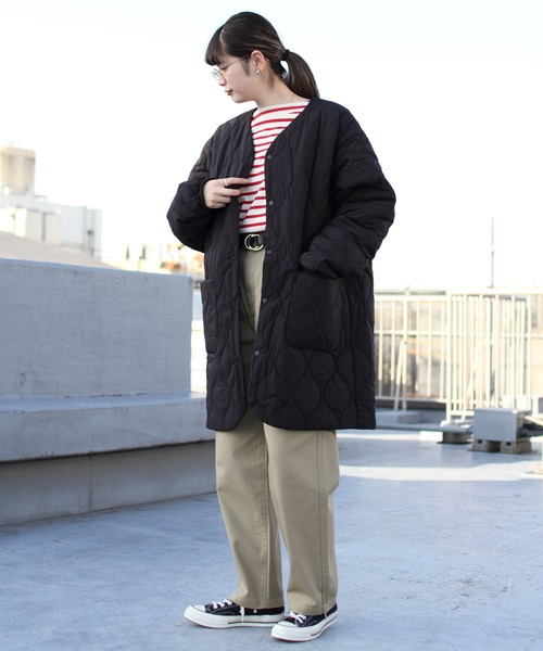 EEL(イール)の「EEL/イール 別注 コサム コート Awesome coat(ノーカラーコート・メンズ・ブラック/オリーブ・L/M)」の4枚目の写真