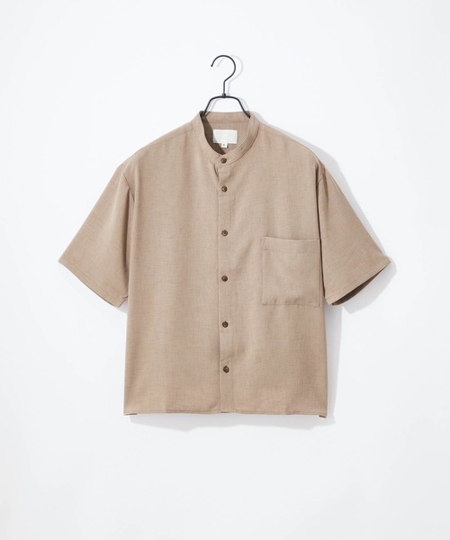 Craft Nicholson（クラフトニコルソン）の「ブライトポプリン リラックス バンドカラー 半袖シャツ（シャツ/ブラウス・メンズ・ライトグレー/ブラック/ベージュ/ネイビー/オフホワイト/パープル系その他/オレンジ系その他/スモークピンク/テラコッタ・S/M/L）」の5枚目の写真