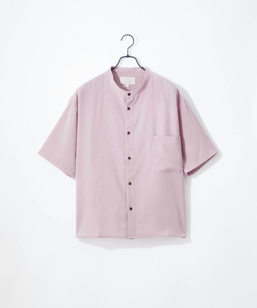 Craft Nicholson（クラフトニコルソン）の「ブライトポプリン リラックス バンドカラー 半袖シャツ（シャツ/ブラウス・メンズ・ライトグレー/ブラック/ベージュ/ネイビー/オフホワイト/パープル系その他/オレンジ系その他/スモークピンク/テラコッタ・S/M/L）」の7枚目の写真